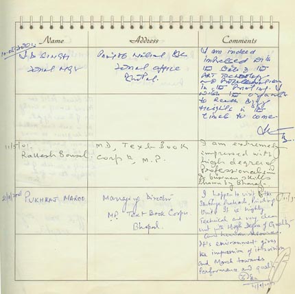 Visitors Diary